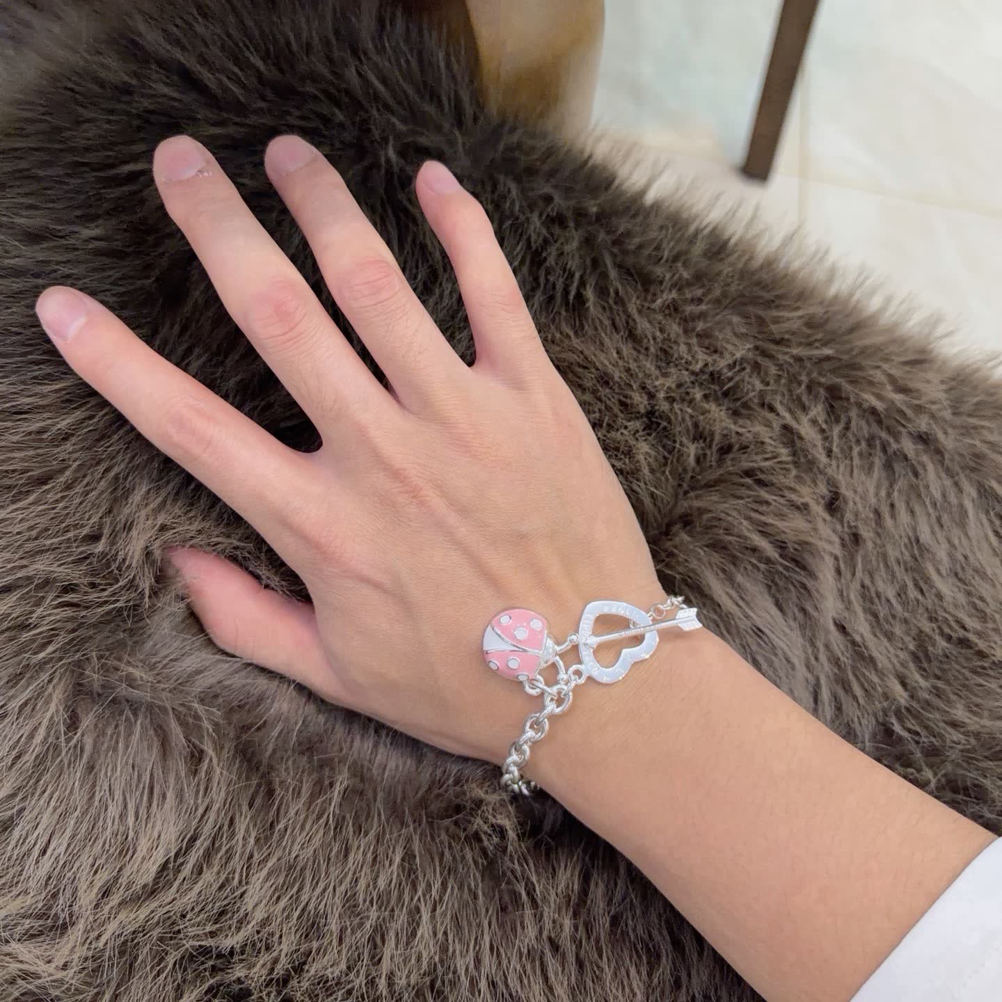 Tiffany & Co. Silver Ladybug Charm Bracelet